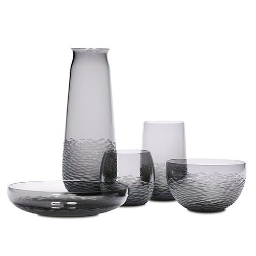 The Liff collection are all hand-blown and hand-made from lead-free crystal. Hammered textured base blends into crsytal clear top.