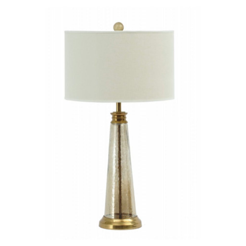 The Luxor lamp blends copper stained glass with antique brass to create a superb desk or side lamp.