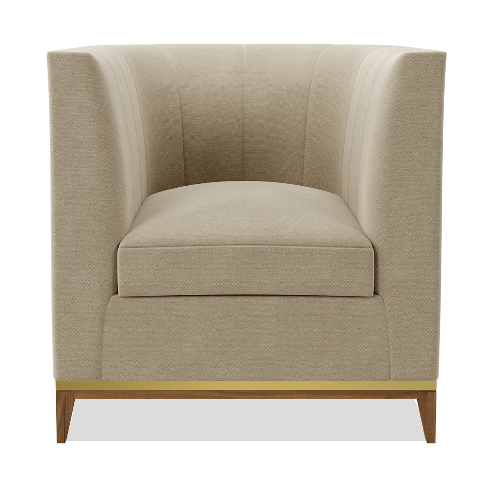 Full of Hollywood glam the Lodi armchair was originally developed for a private cinema. The balance between the different elements (fabric, metal and show wood) combine to form a true main event star.

 