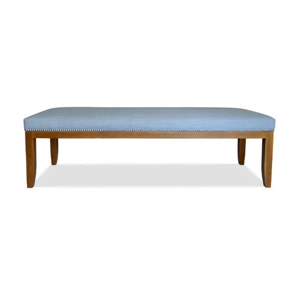 The Albarn bench is an elegant timeless piece based on a solid timber show-wood plinth and with hand-adorned studding and tailoring in a fabric of your choice. A perfect accompaniment piece that seamlessly integrates into a number of different designs.