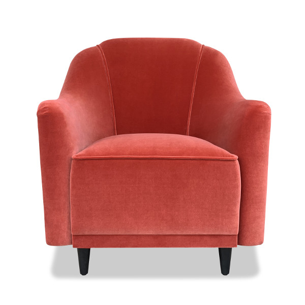 An elegant almost classic Art Deco piece the Highgate armchair has a curved rising back and lipped curved arm that really allow it to stand out from the crowd. Perfect piping and careful hand tailored upholstery finish the piece perfectly. The solid timber legs are available in the colours of the collection.