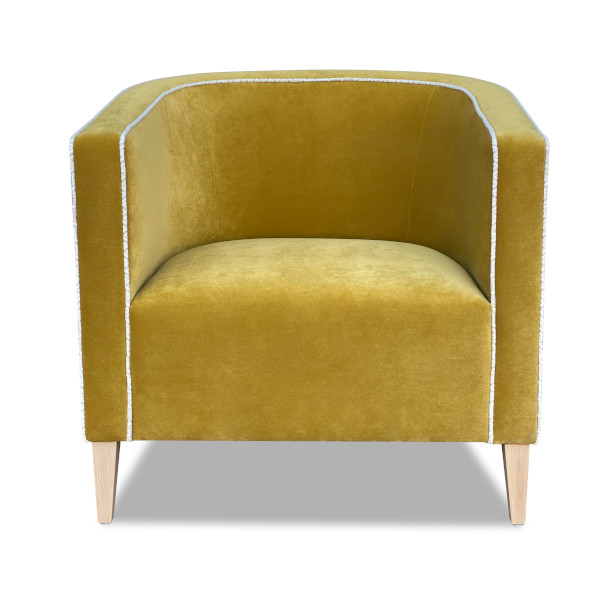 A timeless tub chair design the Foaly is a modern and timeless design. Extra attention has been made to the way we cut the fabric and the tailoring of the dual tram line piping. Careful consideration to the multi-density foam seat and back to ensure the piece is comfortable and inviting.